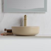 Раковина накладная керамическая, круглая, бежевая матовая 410x410x130 BB1315-H316 BelBagno