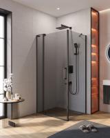 Душевой уголок прямоугольный.     SLIDER-AH-1-80-100/110-GRIGIO-NERO (1000-1100)x800x1950 Cezares