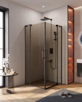 Душевой уголок прямоугольный.     SLIDER-AH-2-90/100-100/110-BR-NERO (900-1000)x(1000-1100)x1950 Cezares