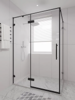 Душевой угол распашной 1500х800x2000 цвет профиля Чёрный матовый стекло прозрачное осветленное AL-SP-15080-00-B-C4 Premium Veconi