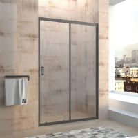 Душевая дверь раздвижная VN40B-140-01-C1 1400x1850 Цвет профиля Чёрный матовый Стекло Прозрачное Veconi