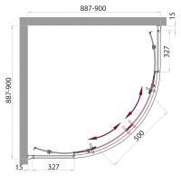 Душевая кабина 900x900x2350 UNO-CAB-R-2-90-C-Cr-TOP BELBAGNO