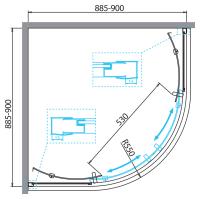 Душевой уголок радиальный DUE-R-2-90-C-Cr 900x900x1900 BelBagno