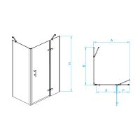 Душевой уголок RGW PA-77-1B R (PA-07B R + Z-060-2B + держатель O-204B) прямоугольный  120* 80*195 410877128-084R профиль Чёрный стекло Прозрачное(Принт) 6 мм RGW