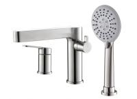 Смеситель на борт ванны с ручным выдвижным душем, нержавеющая сталь, исполнение сатин  DEL-BVD3-IN BelBagno