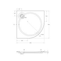 Поддон из искусственного мрамора, радиальный, R-550 TRAY-S-R-90-550-56-W 900x900x56 CEZARES