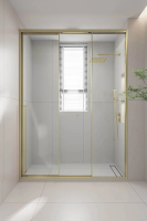 Душевая дверь раздвижная 1200x2000 цвет профиля Золото брашинг стекло прозрачное PR3/R-120-01-G-C4 Premium Veconi